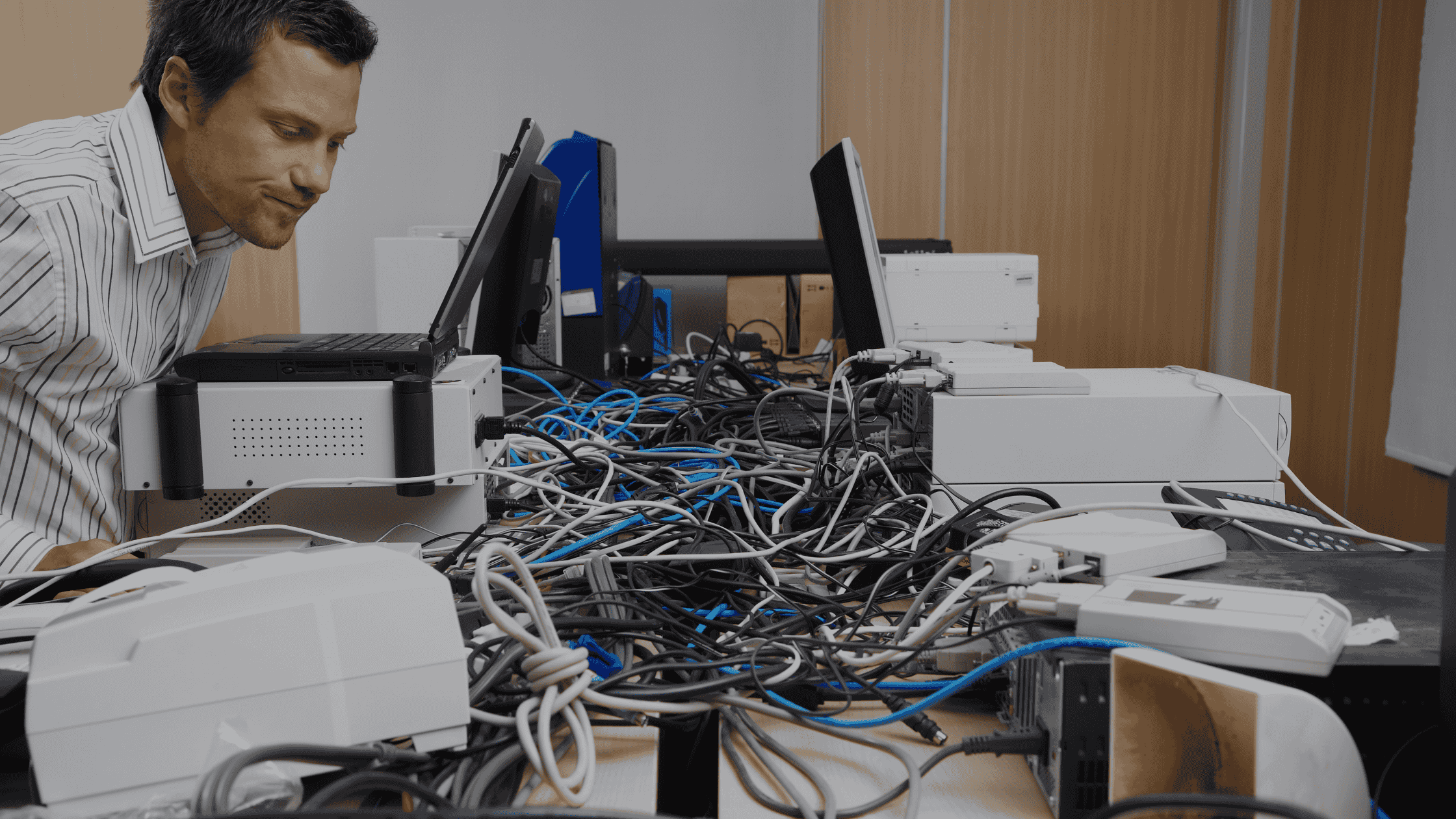 Structured cabling installation improving office wifi and messy cable management