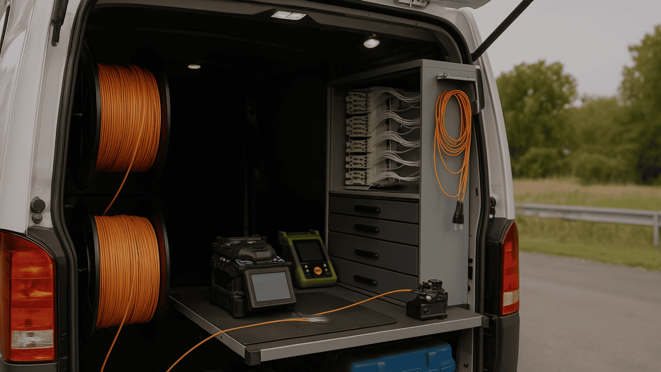 Fiber splicing truck