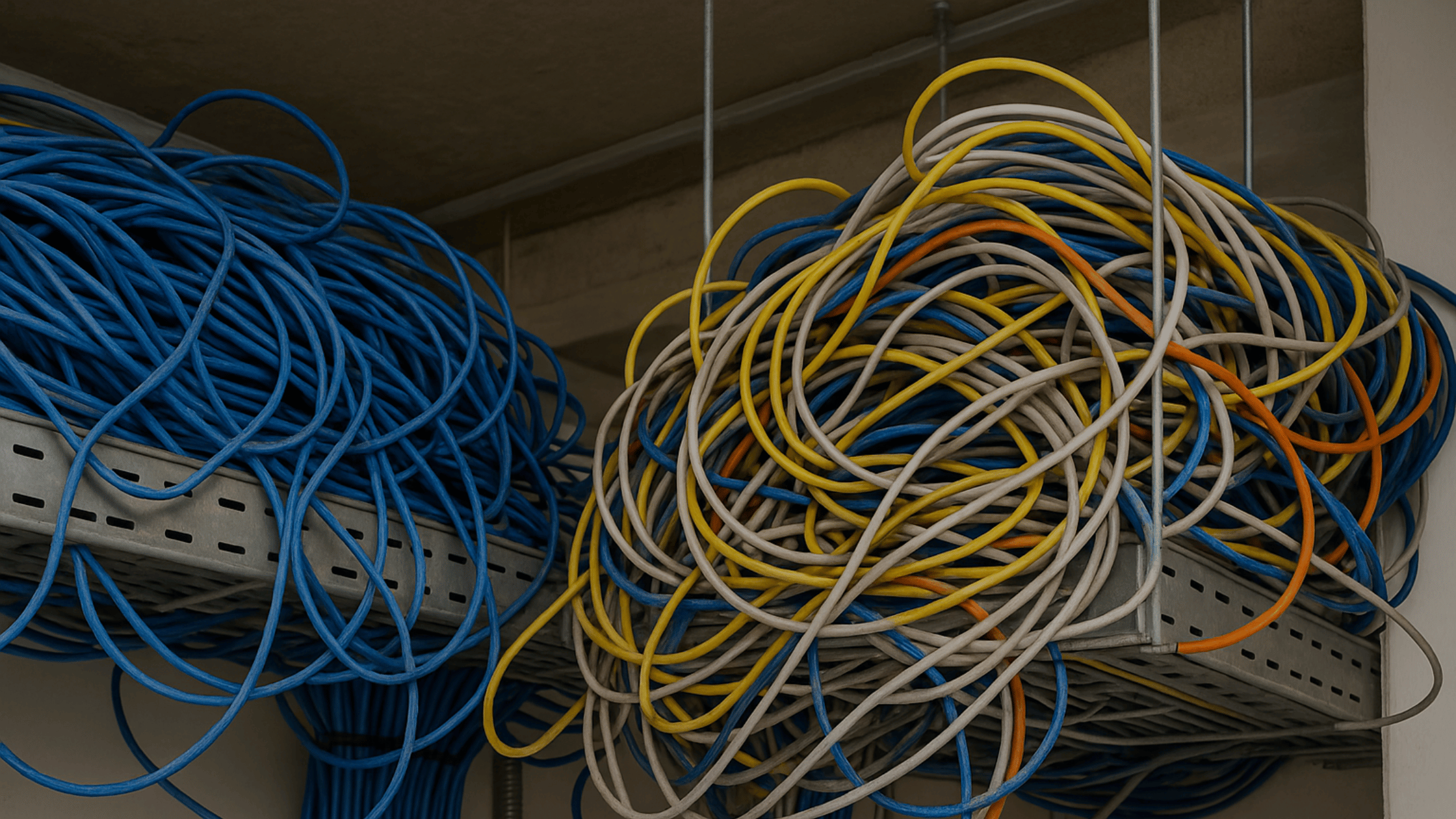 Overloaded cable trays affecting structured cabling services