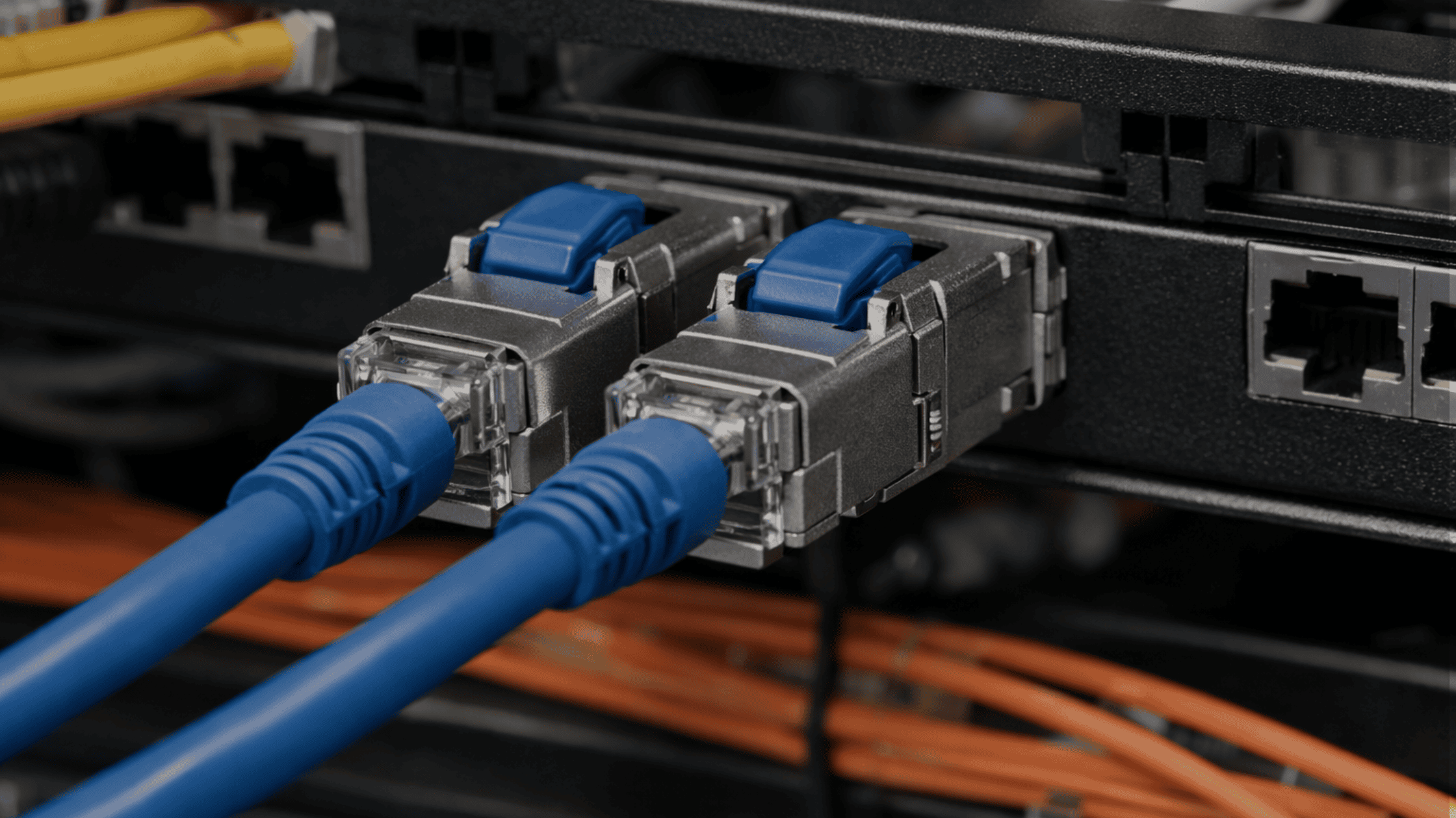 Cat6a toolless rj45 connectors installed in commercial structured cabling system supporting 10gb ethernet