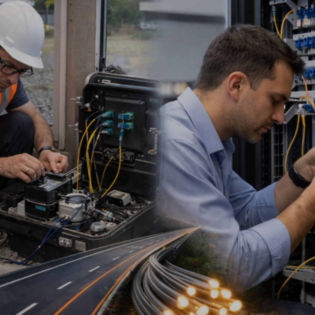 fiber optic cable installation connecting two office locations