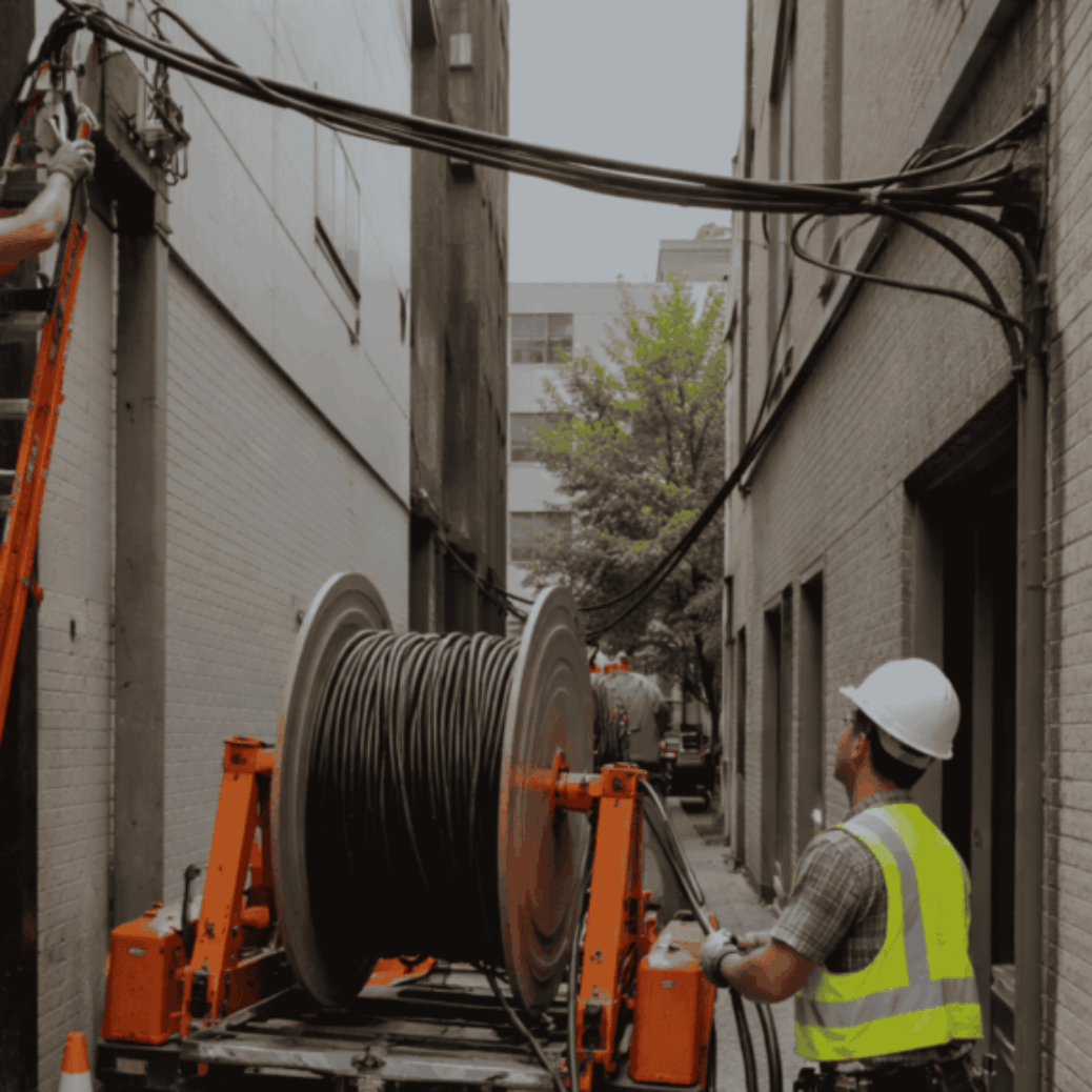 fiber optic cable installation between buildings by fiber optic cable contractors