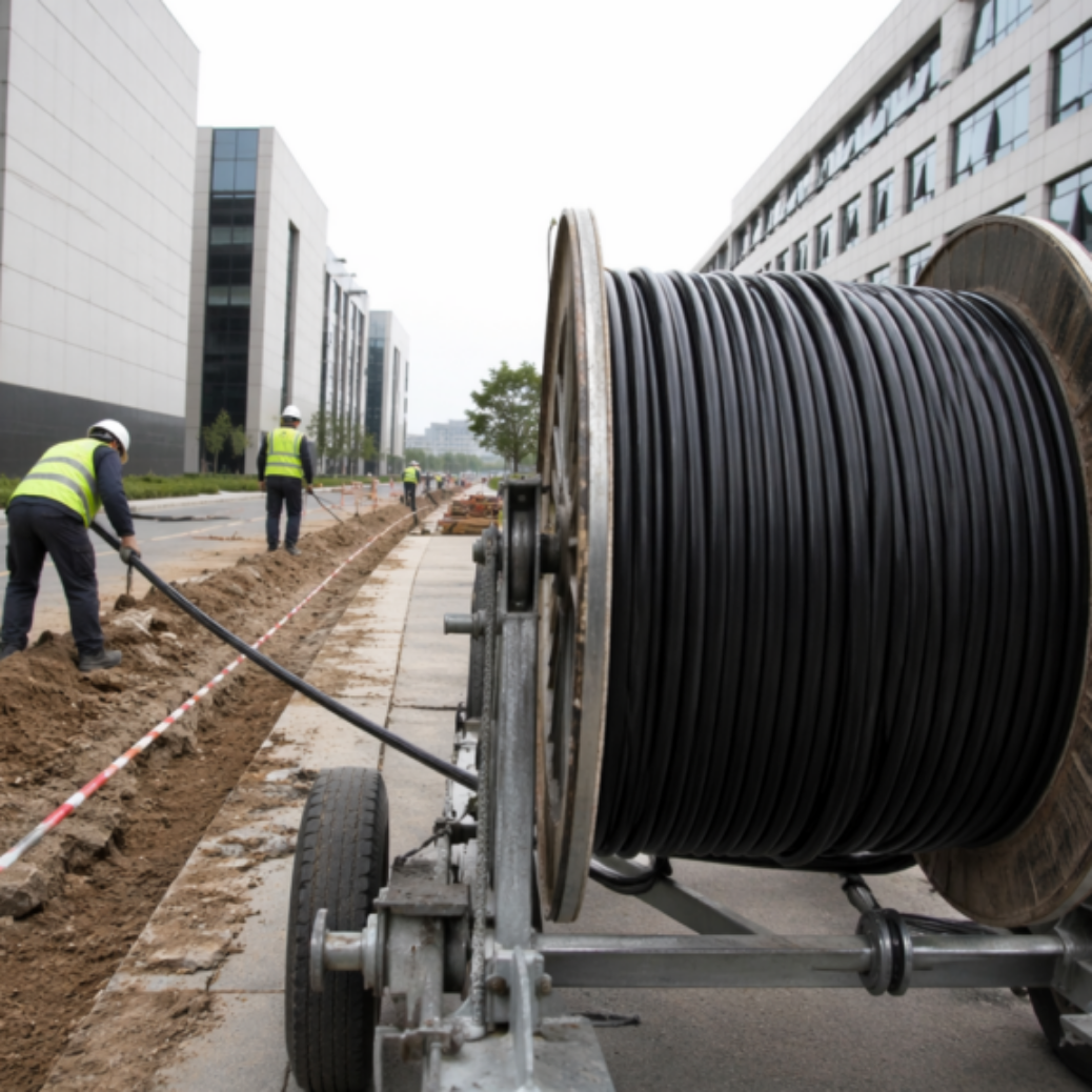 fiber optic cable installation between office buildings for secure business connectivity